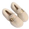 One pedal fairy mink hairy shoes female outer wear Internet celebrity Korean version soft flat beanie shoes female winter velvet cotton ladyshoes