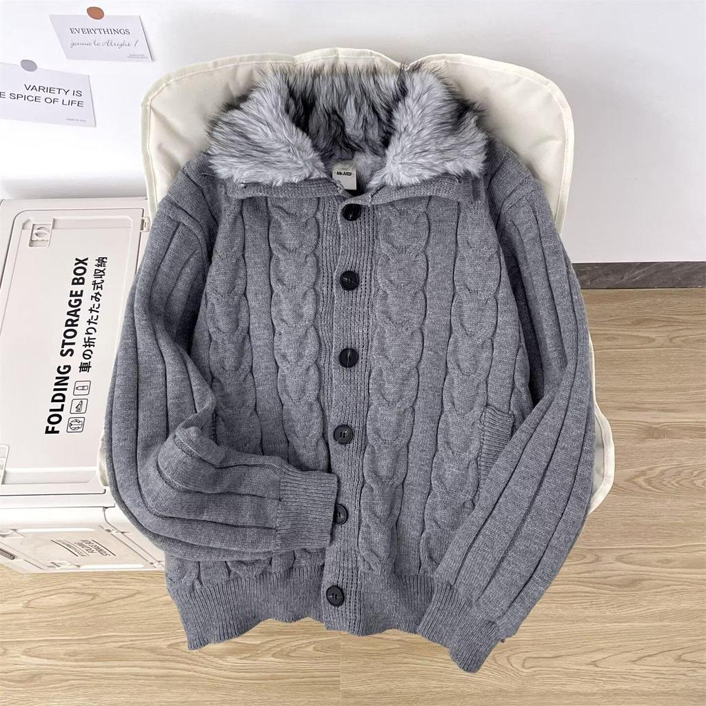 Thorn & Vine Stand Collar Plus Velvet Men's Heavyweight Winter Cardigan