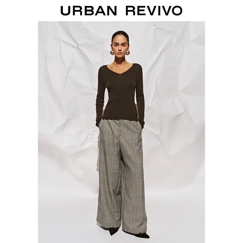 

UR 2025 Осенние брюки-палаццо из ткани «Гусиная лапка» цвета «Осенний янтарь» L