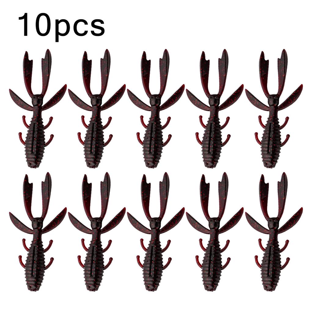 10PCS Leurre Écrevisse Flottant 6-7.2cm/1.7-2.5g - Appât Souple TPE Action de Ramper pour Pêche au Bar/Brochet Conception Fente Hameçon Anti-Herbe