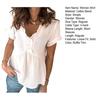 Women Shirt V Neck Ruffled Short Sleeves High Waist A Line Silhouette Casual Blouse Pure Color Loose Fit Tee