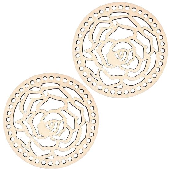 

Деревянное дно корзины Устойчивое к коррозии дно корзины с цветочным узором Легкое пустое дно корзины Деревянные основы для поделок 2