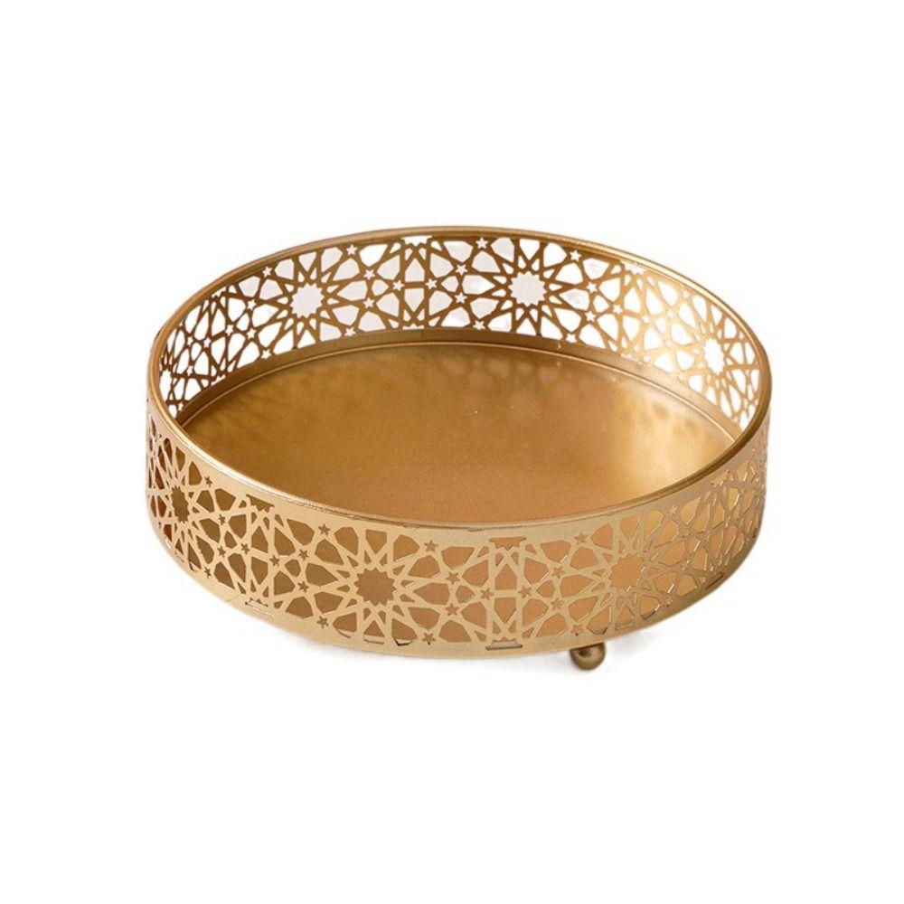 Light Luxury 1/2 Tiers Iron Decorative Tray Gold Large Capacity Makeup Storage Shelf Waterproof Makeup Tray Living Room