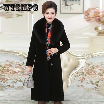 Fur Coat Women's Long Imitation Mink Coat Women Autumn and Winter Thickening Imitation Fox Fur Collar Coat Was Thin