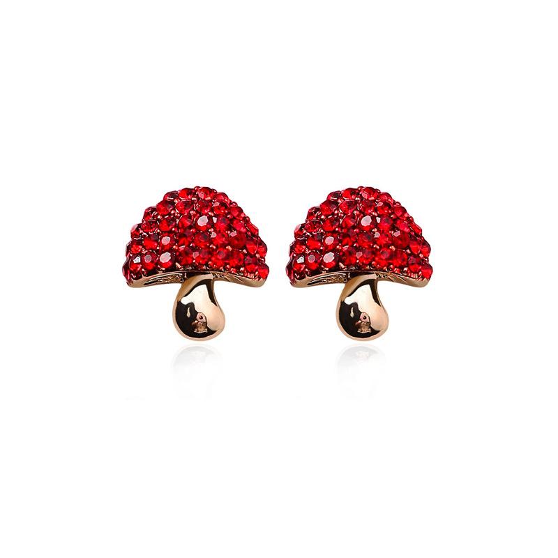 Temperament Red Zircon Strawberry Earrings for Women Shiny Rhinestone Cherry Flower Earrings Delicate Party Wedding Jewelry