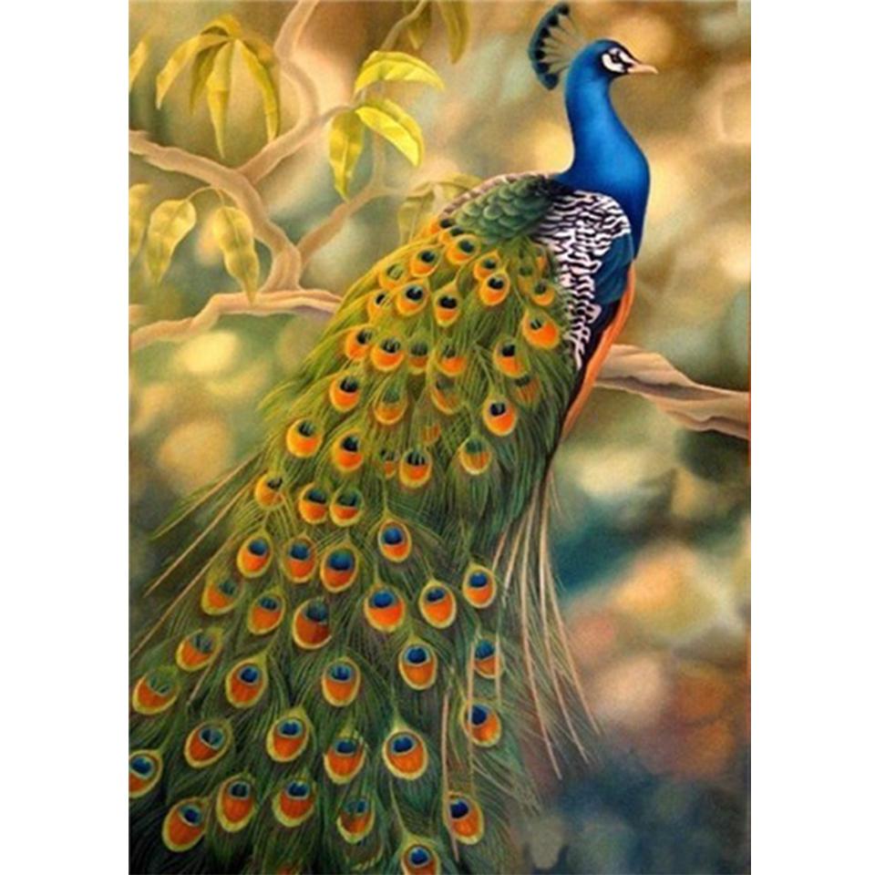 5D DIY Round Diamond Painting Animal Diamond Embroidery Peacock Cross Stitch Kit Rhinestone Mosaic Picture Home Decoration Gift