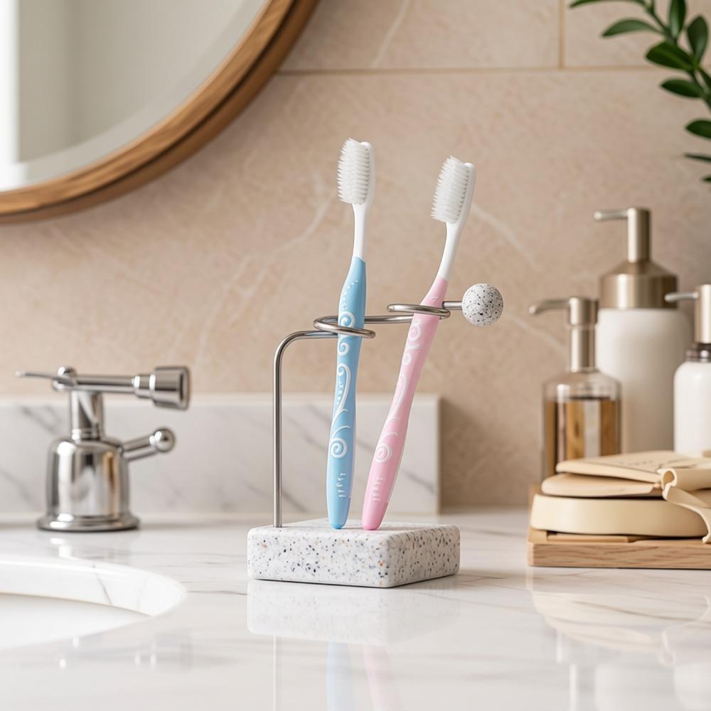 Edelstahlhalter Minimalistischer Zahnbürstenhalter Harzbasis Zahnbürsten-Aufbewahrungsständer Hotel