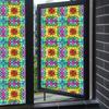 Translucent Self-Adhesive Stained Window Sticker Retro Geometric Pattern Glass Film Home Bathroom Decor Art Privacy Film