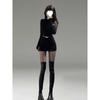 Women's Spring Goddess Style Long-Sleeved High-End Little Black Dress