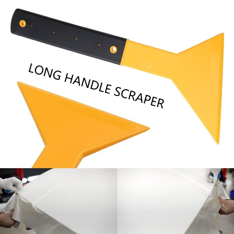Multifunction Long Handle Scraper with Black Rubber Grip Handle Car Cleaning Tool for Window Tint Film Wrapping Cleaning