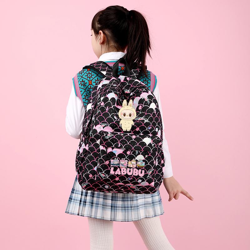 4Pcs/set Cute Printed Backpack Girl School Student Knapsack Fish Scale Style Bag Lunch Bag Pencil Bag 750Ml Outdoor Water Bottle