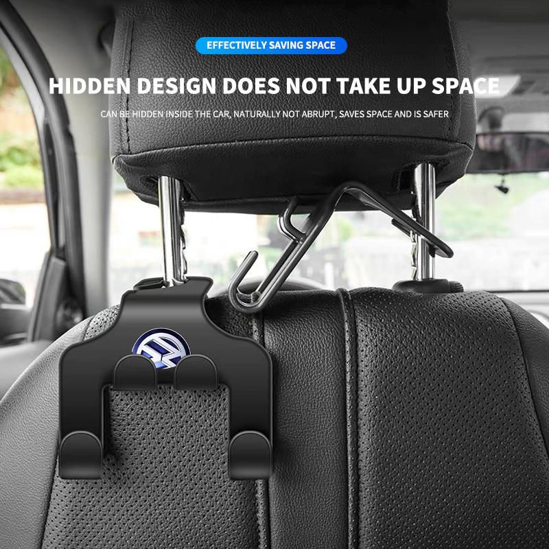 Car Stickers Double Head Hook Car Rear Seat Hanging Storage Holder Organizer For Volkswagen Tharu R T5 GTI Tiguan Passat R-Line