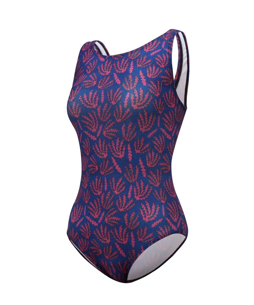 Akuatika Women'S Mid-Cut Indoor Swimsuit Aqa1666 Standard Goggles Pouch Nose Clip 7-Piece Set