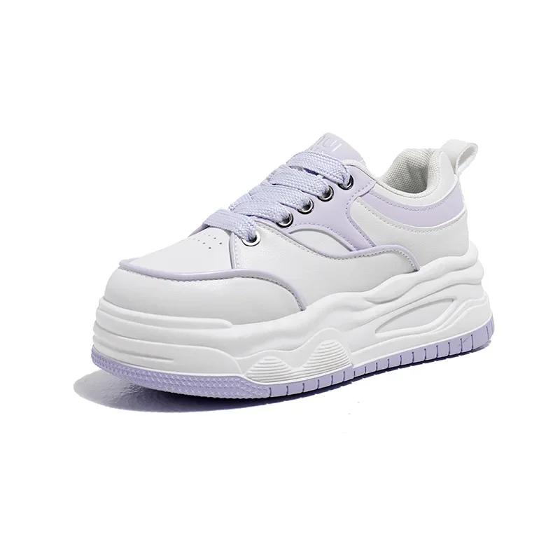 Women's Sneakers Spring Autumn Lace Up Anti Slip Comfortable Height Increasing Casual Shoes Students Korean White Shoes