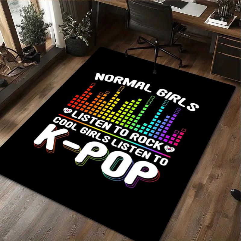 1Pc K Pop Print Rug - Home Decoration Carpet For Living Room Bedroom Flooring Computer Chair Area Rug