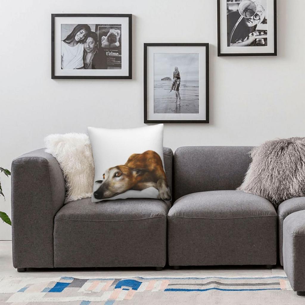Lazy Brindle Greyhound Square Pillowcase Polyester Linen Velvet Pattern Zip Throw Pillow Case Sofa Cushion Cover 45X45