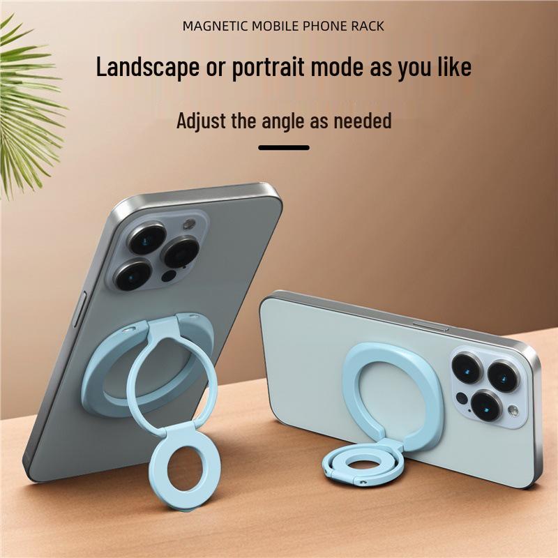 Universal Double-Sided Magnetic Phone Holder Ring - Foldable Desktop Stand for Streaming & Gym Use