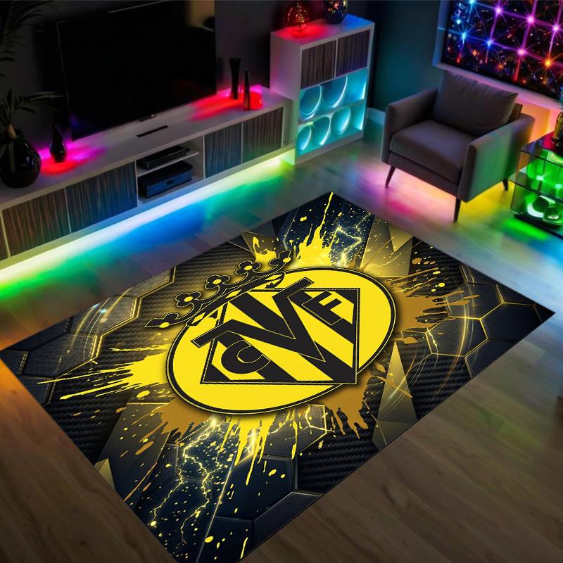 Villarreal FC Design Crystal Velvet Carpet Cozy Non?Slip Printed Rug For Bedroom Living Room Entrance