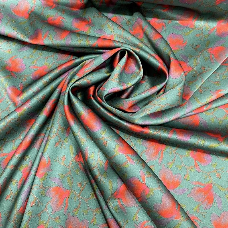 19mm 108cm Silk Stretch Fabric Floral Silk Satin Fabric