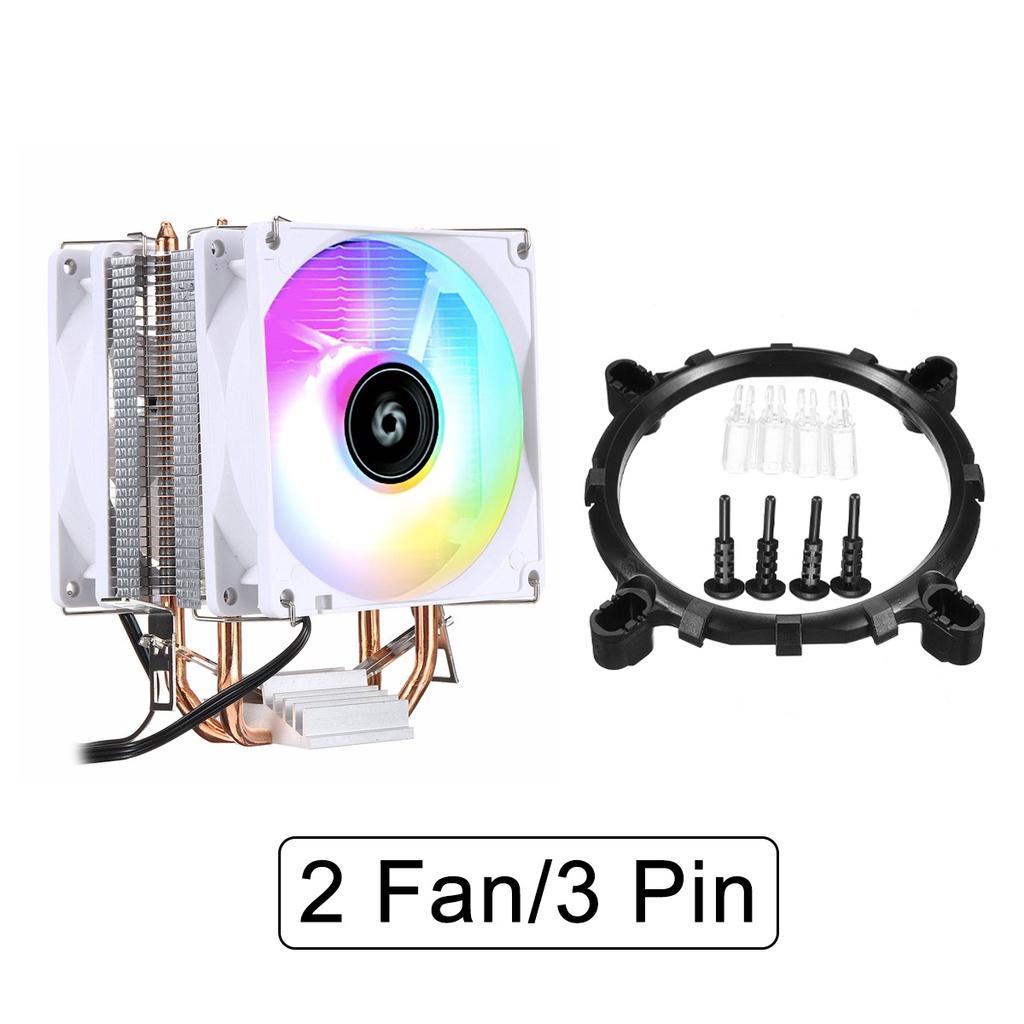 12V DC 3Pin/4Pin RGB LED CPU Cooler 2-Heatpipe Dual Tower Fan Cooling Heatsink Radiator for Intel LGA 775/1150/1151/1155/1156/1200/1366