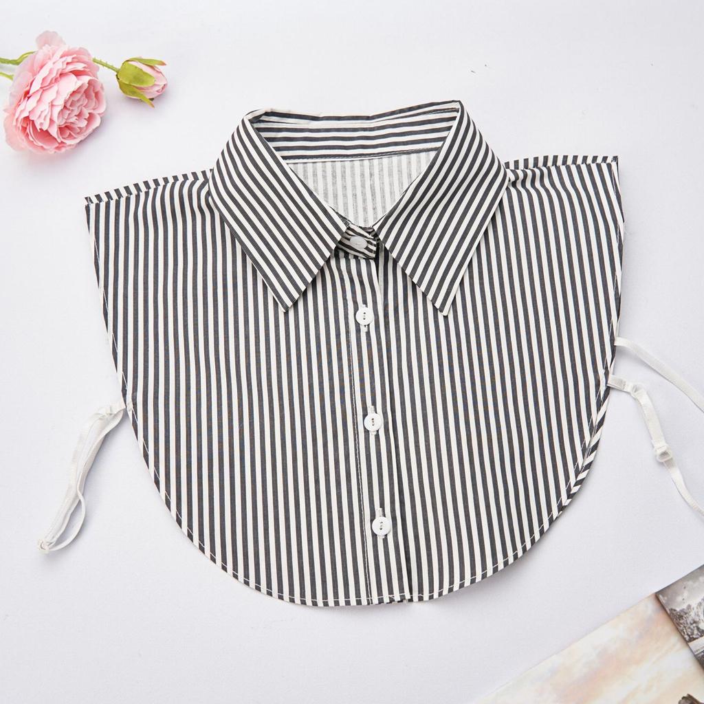 Women's Detachable False Collar Insert Elegant Striped Lapel Faux Half Shirt Blouse Collar Top for Sweater and Dresses