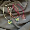 Y2K Gothic Colorful Stereo Heart-shaped Glass Crystal Pendant Adjustable Chain Necklace for Women Trend Charm Jewelry Accessory