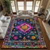 Luxurious Colorful Bohemian Persian-Inspired Mat Stain Resistant Machine Washable Polyester Mat Indoor Outdoor Large Area Mat