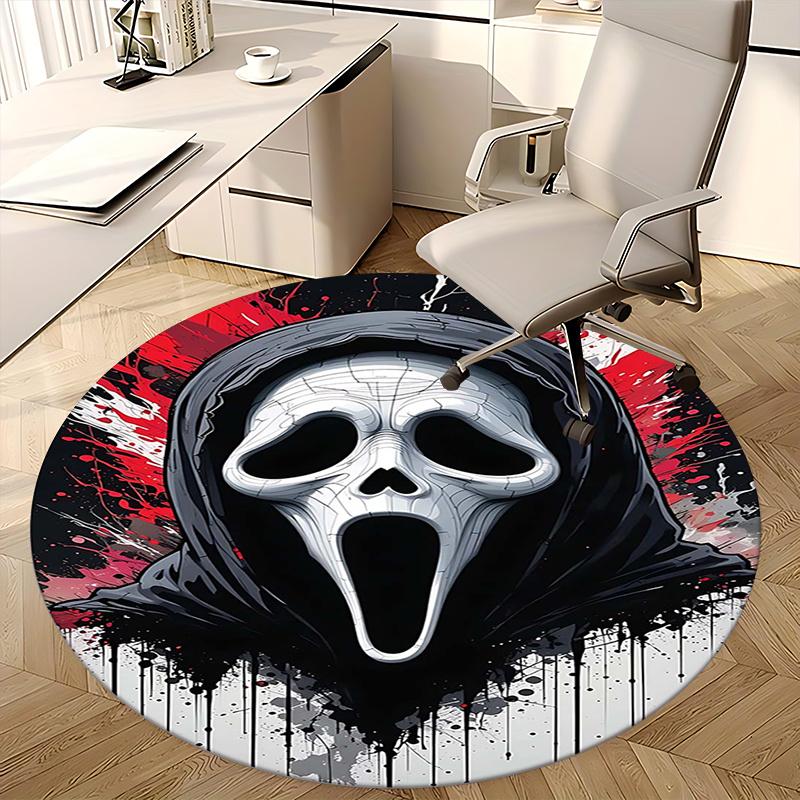 Scream Mask,Horror Icon Chair mat Round Rug Office carpet, Machine Washable, Non slip, Suitable for Living Rooms, Bedrooms