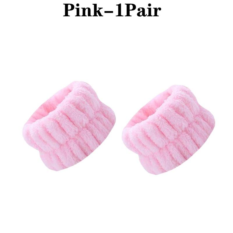 1/2Pairs Women Waterproof Face Wash Set Soft Wristband and Headband for Facial Cleaning Absorbent Microfiber Towel Wristband
