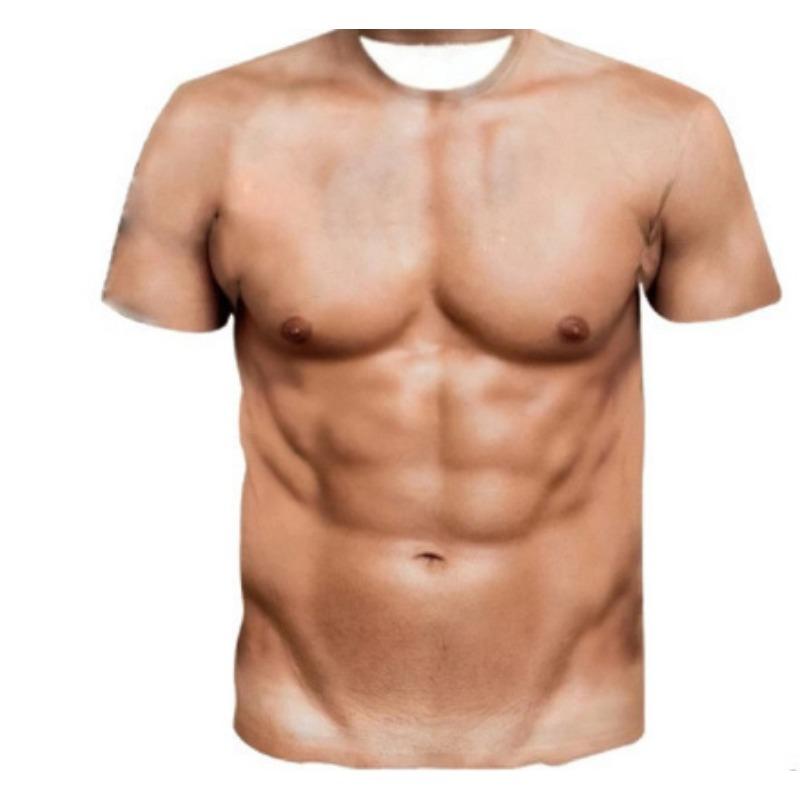 Suitable for Both Men Women Spring Summer Printed 3D Muscle Strong Men's Trendy Fashionable T-shirt