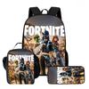 3Pcs Set Kids School Backpack With Lunch Bag & Pencil Bag,Cartoon Fortnite School Bags For Age 5-10,Lightweight For Boys Girls