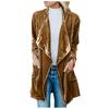 Women's Fashion  And Winter Cardigan Jacket Gold Velvet Mid-Length Windbreaker