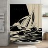 Modern Bathroom DecorCool Black White Sailboat Shower Curtain Set for Home Bath Remodeling Waterproof Fabric with Hooks