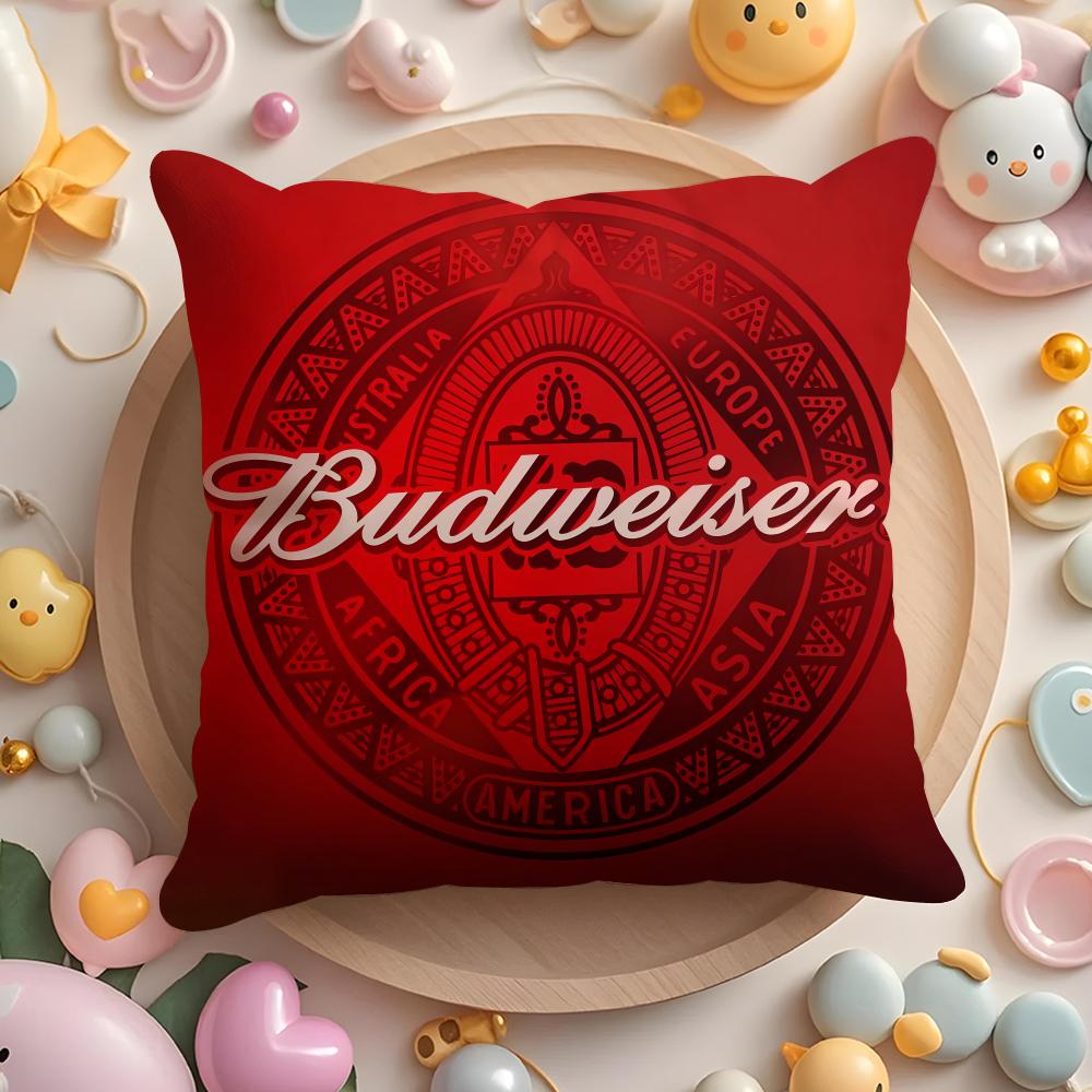 HOT B-BudweiserS Cushion Cover Home & Car Multi-Scene Pillow Cover - Reversible, Soft & Durable for Daily Use