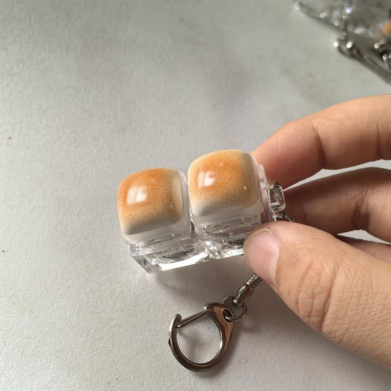 

Bread Keycap Clicker Keychain Stress Relief Click Button Decompress Fingertip Keyring Fidget Toys Backpack Hanging Charms