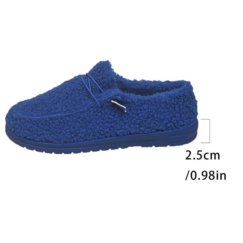 

Женские мокасины для вождения большого размера 2025 нового стиля в корейском стиле на флисовой подкладке, с пушистой подкладкой из овчины для зимы - для улицы, на плоской подошве 43 синий