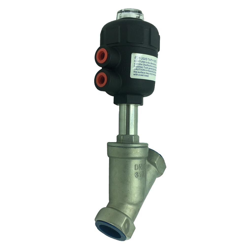 DN25 Pneumatic Angle Seat Valve,Stainless Steel Double-acting Air Actuated Valve with