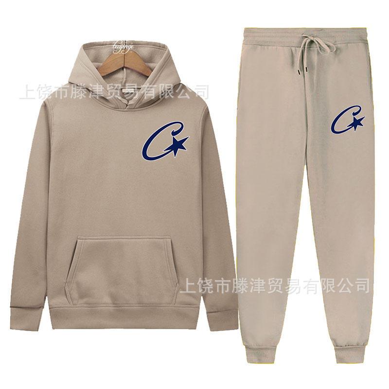 Trendy Corteiz Devil's Island Hoodie Street Hip Hop Sports Pants Casual Versatile Set