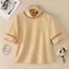 ZANZEA Women Summer Casual Mock Neck Loose Half Sleeve Blouse