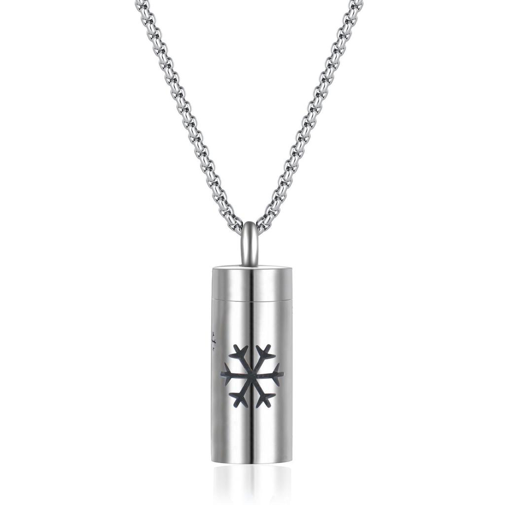 Stainless Steel Aromatherapy Pendant Necklace with Hollow Cylinder and Cross Pendant