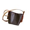 Genuine Leather All-Steel Chip Bucket Bag - Classic Floral Crossbody Shoulder Bag for Women