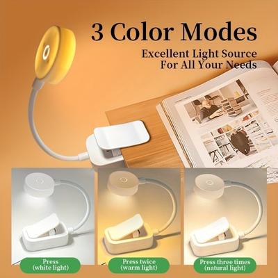 Folding Mini Clip Book Lamp USB Rechargeable LED Night Light 3 Modes Eye Protection Stepless Dimmable Flexible Bedroom Reading