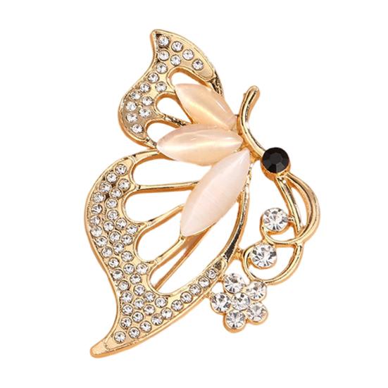 Zinc Alloy Brooch Pin Butterfly Shape Lapel Badge with Rhinestones Inlaid Brooch Versatile Accessory