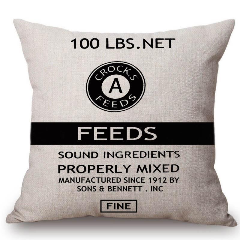 

Nordic European Black Letter Print Flour Bag Home Decor Cotton Linen Pillow Cover Case Kitchen Grocery Bags Sofa Cushion Cover 45x45cm 18x18in