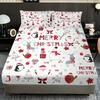 3Pcs Merry Christmas Cartoon Santa Claus Print Coreless Bed Sheet Set Multi Size Bed Cover Bedroom Dormitory Bedding Decoration