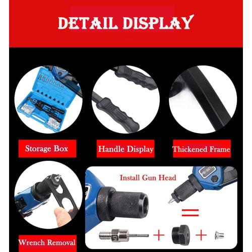 HYCDIYTS Hand Riveter Set, Rivets, Hand Nutter, Rivet Tool, Two-Handed Rivet Tool, Compatible with M3, M4, M5, M6, M8, M10, M12, Etc., Rivet Tool, DIY