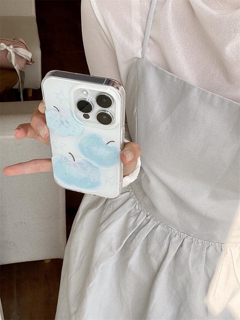 

Niche Glitter Bow Blue iPhone 16/15 Pro Max/14/13 Case for Women iPhone 15