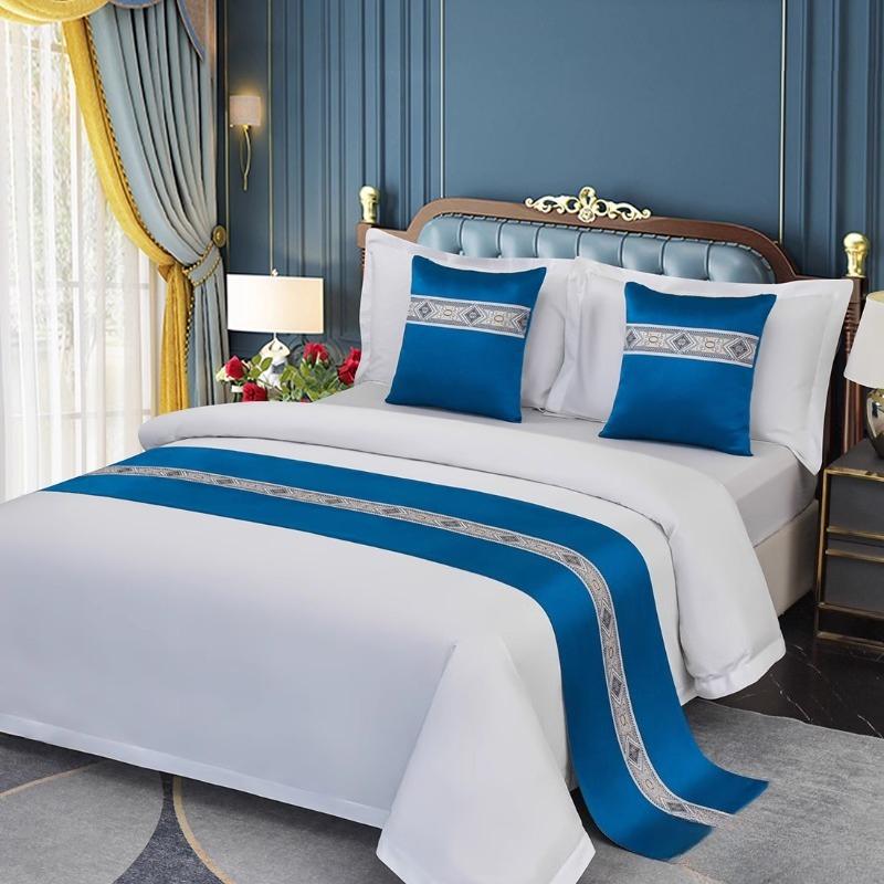 Geometric Diamond Bed Runner Pillowcase Modern Simplicity Leaf Pattern Bedend Towel Chenille Hotel Home Bedding Decorative Pad