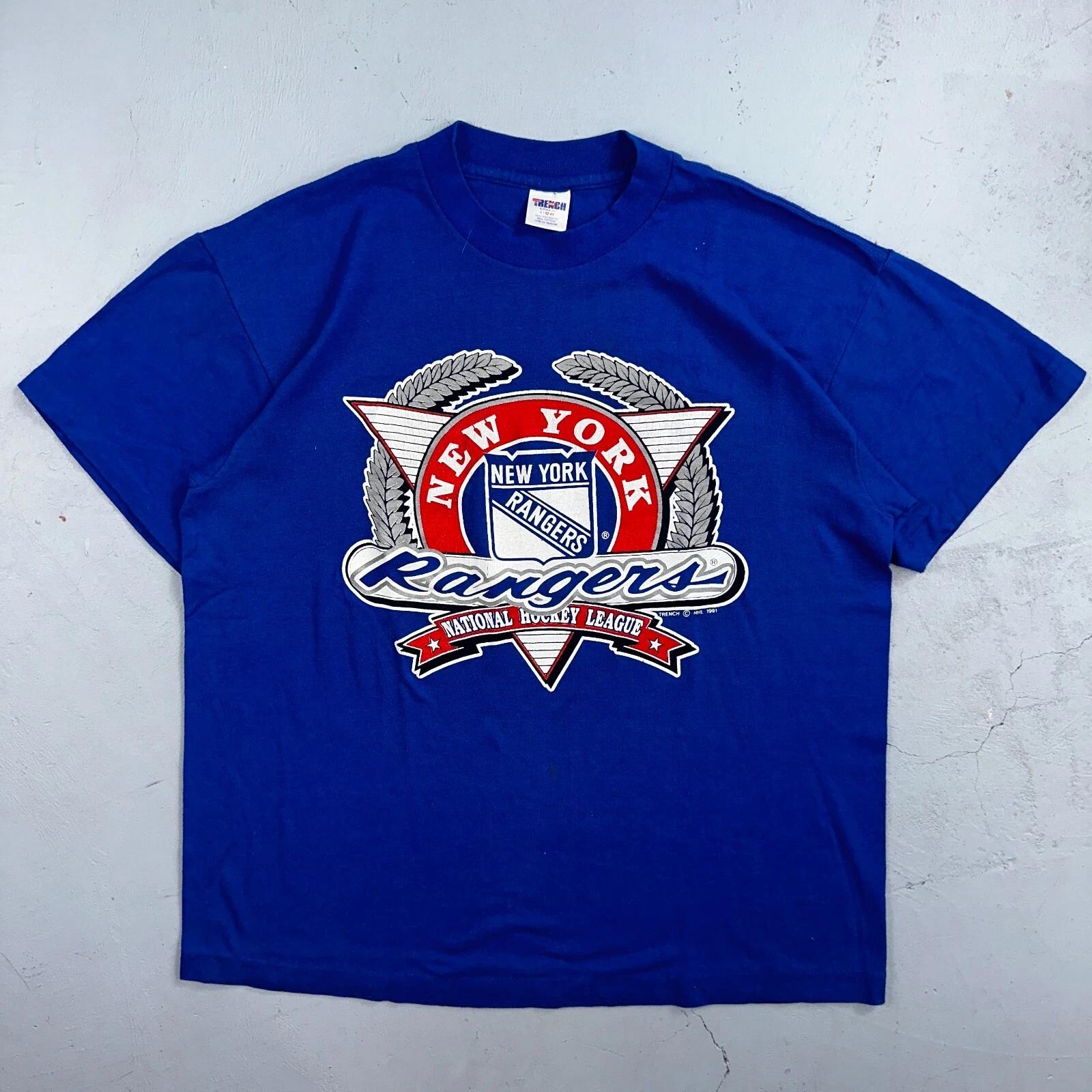 New York Rangers VTG Sportswear T Shirt Mens L NHL Hockey Blue 90s Single Stitch 4XL