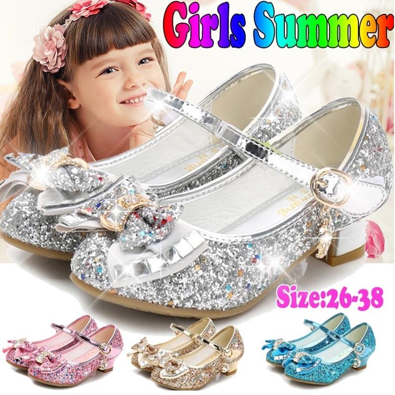 Buy Size 26-38 Princess Leather Sandal Baby Kids Girls High Heels ...